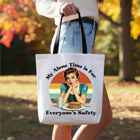 Alone Time Sassy Retro Sarcastic Pinup Tote Bag - Picture 2 of 4